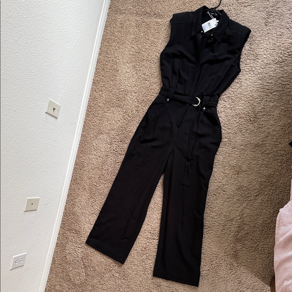 Mango Black Belted Jumpsuit